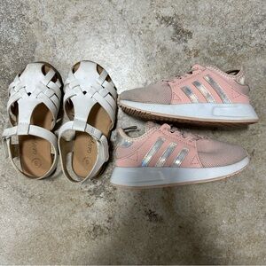 Toddler Girls Size 8 Shoe Bundle Pink Adidas White Cat & Jack Sandals